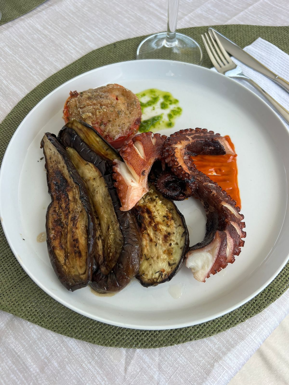 Grilled octopus with roast vegetables