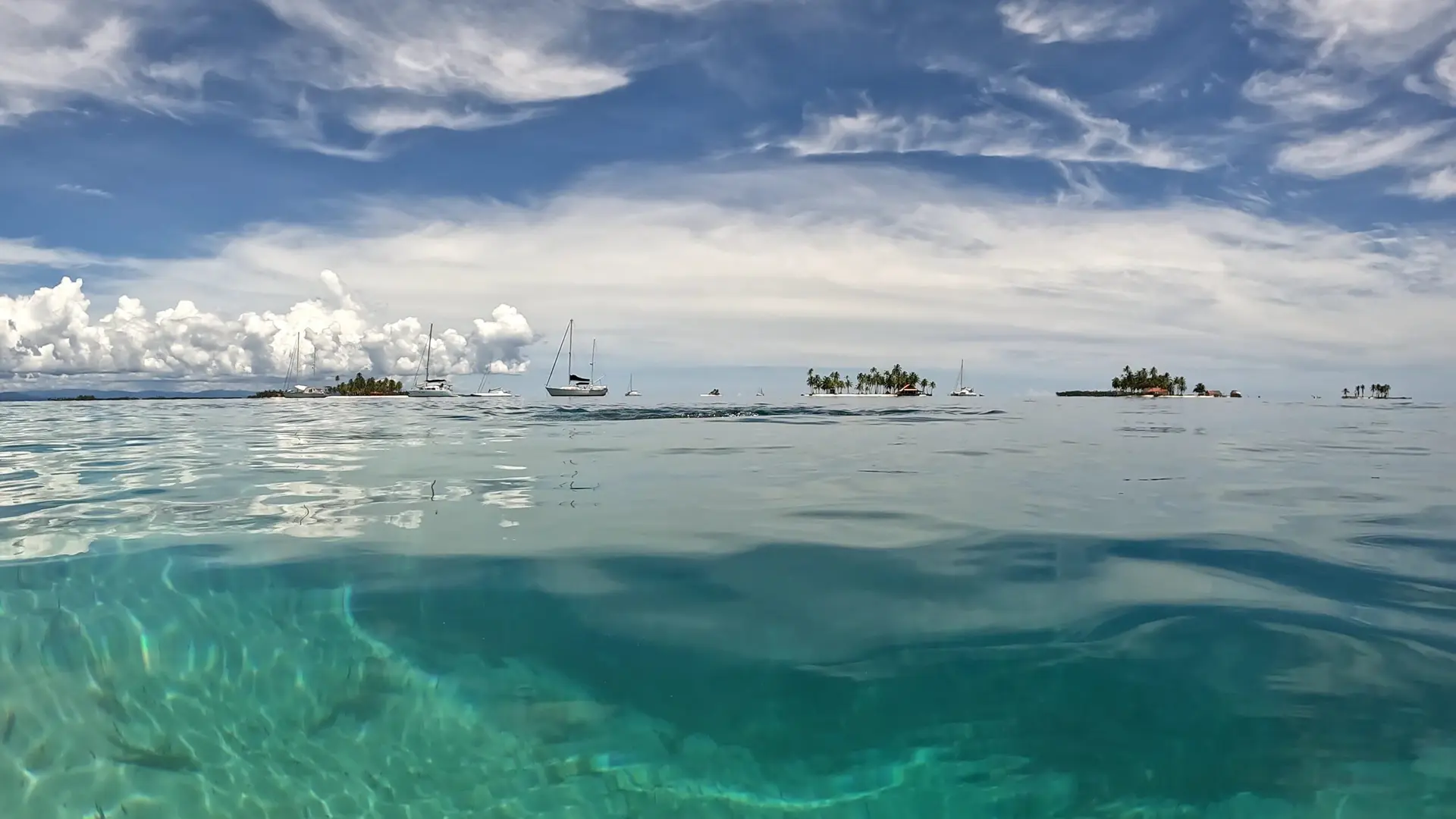 San Blas island with turquoise water and white sand